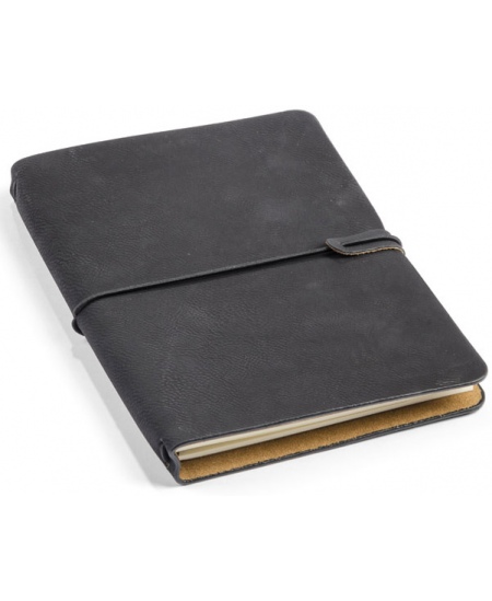 Piezīmju grāmatiņa RETRO, A5, līnijotā, eko āda, melna