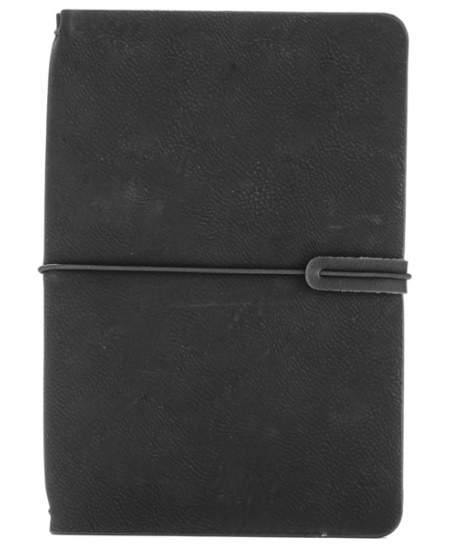 Piezīmju grāmatiņa RETRO, A5, līnijotā, eko āda, melna