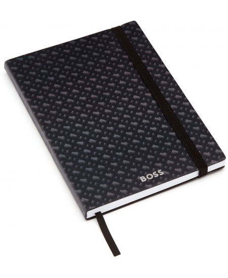 Piezīmju grāmatiņa BOSS MONOGRAM, A5, līnijota, melna