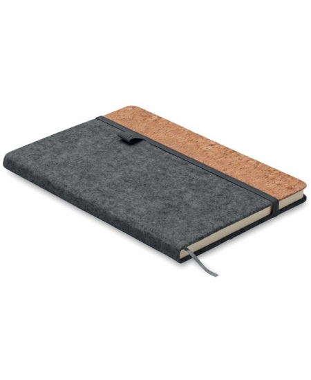 Piezīmju grāmatiņa CORKBOOK, A5, līnijota, pelēka
