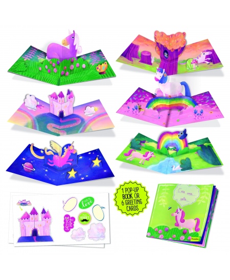 Pirmais POP UP grāmatas radošais komplekts LUDATTICA Vienradži