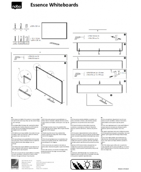 Magnētiskā tāfele NOBO, 90x60 cm, balta