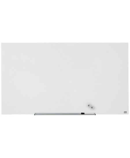 Magnētiskā stikla tāfele NOBO, platekrāna, 126x71 cm, 57, alumīnija rāmis, balta