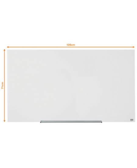 Magnētiskā stikla tāfele NOBO, platekrāna, 126x71 cm, 57, alumīnija rāmis, balta