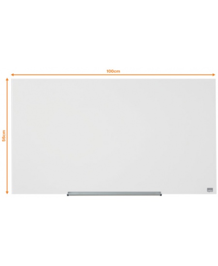 Magnētiskā stikla tāfele NOBO, platekrāna, 100x56 cm, 45, alumīnija rāmis, balta