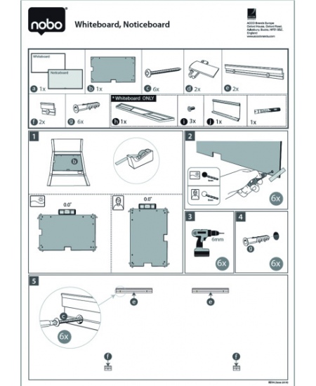 Magnētiskā stikla tāfele NOBO, platekrāna, 100x56 cm, 45, alumīnija rāmis, balta