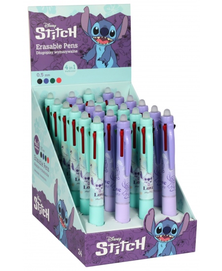 4 krāsu automātiska dzēšamā lodīšu pildspalva DISNEY Stitch Pastel