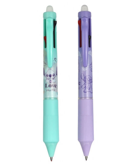 4 krāsu automātiska dzēšamā lodīšu pildspalva DISNEY Stitch Pastel