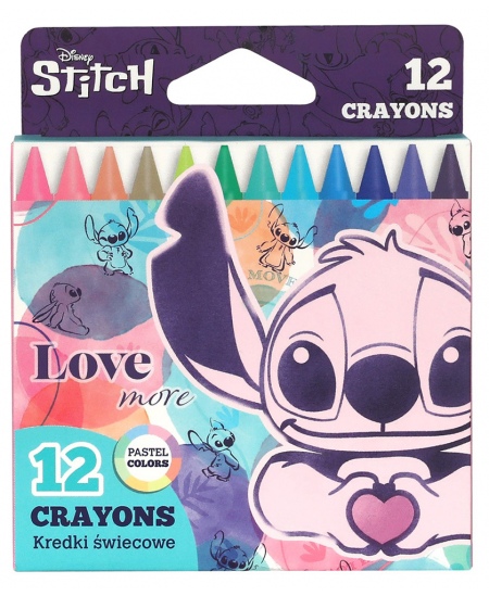 Vaska krītiņi DISNEY Stitch Pastel, 12 krāsas