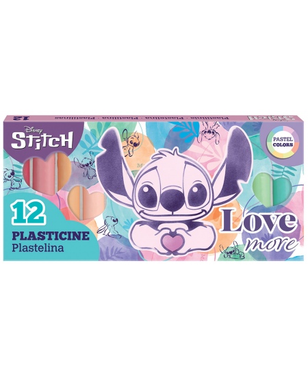 Plastilīns DISNEY Stitch Pastel, apaļš, 12 krāsas