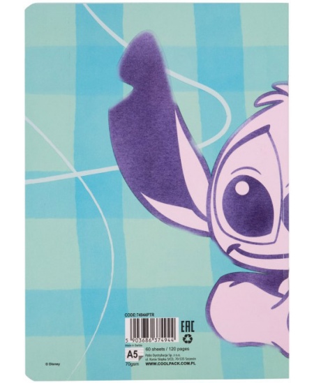 Burtnīca līnijās DISNEY Stitch Pastel Nr. 1, A5, 60 lapas, 70 gsm