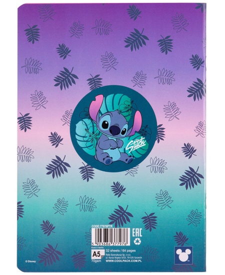 Burtnīca līnijās DISNEY Stitch Blue Nr. 2, A5, 32 lapas, 70 gsm