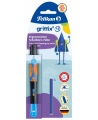 Tintes pildspalva PELIKAN Griffix-4, kreiļiem, Neon Black, blisterī
