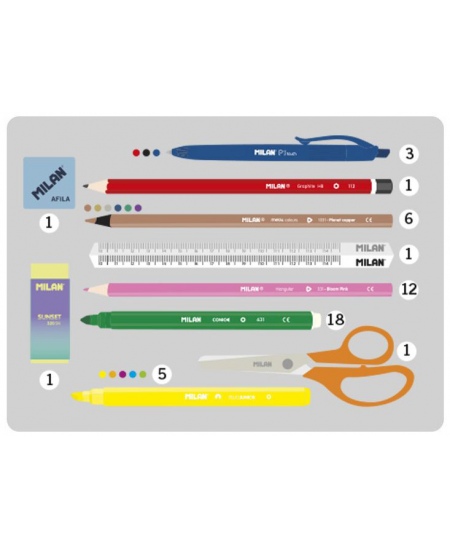 Penālis MILAN Sunset, trīs nodalījumu, pildīts, rozā krāsā