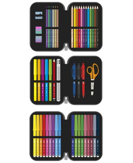 Penālis MILAN Sunset, trīs nodalījumu, pildīts, rozā krāsā