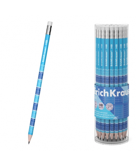 Zīmulis ERICH KRAUSE 2x2, apaļš, ar dzēšgumiju, uzasināts, HB