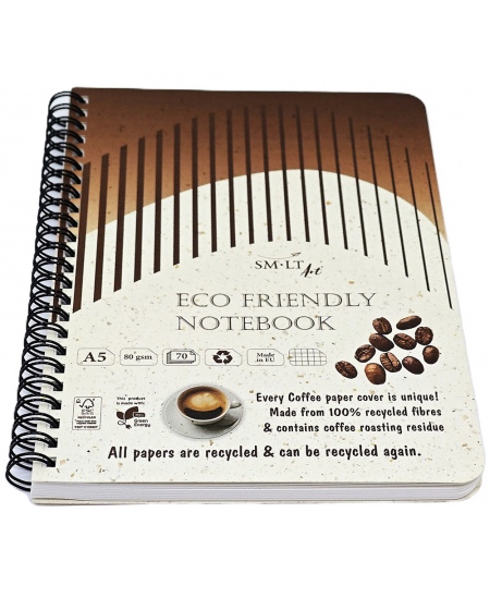 Spirālveida piezīmju grāmatiņa SM-LT ECO Art, A5, 70 lapas, ar kvadrātiņiem