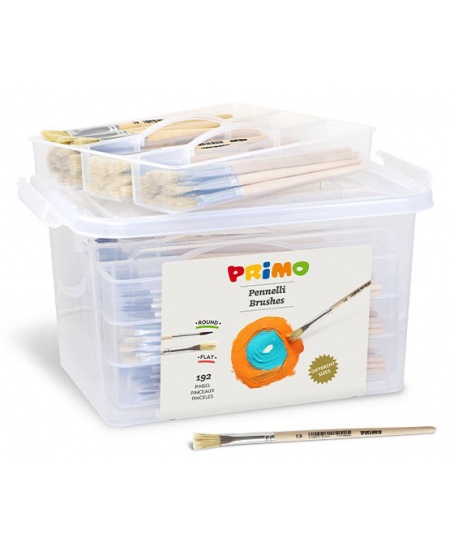 Dabīgo saru otu komplekts kastē PRIMO, plakanas un apaļas, 12 izmēri, 192 gab.