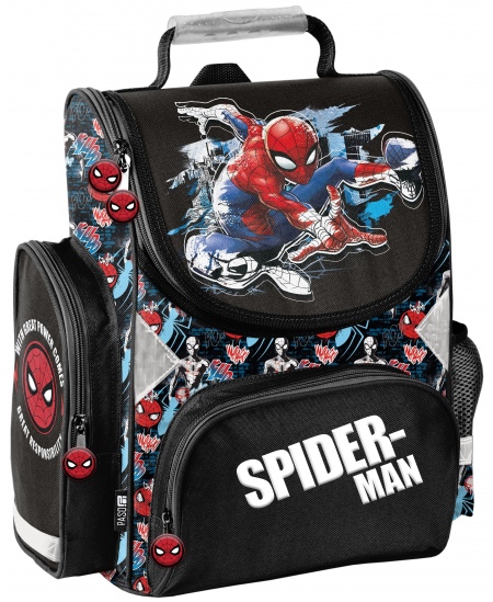 Mugursoma sākumskolēniem PASO Spiderman, melna