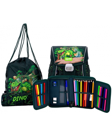 Mugursoma ar piederumiem ABC123 Dino, 4 daļu komplekts