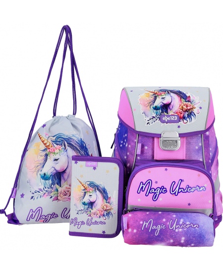 Mugursoma ar piederumiem ABC123 Unicorn, 4 daļu komplekts