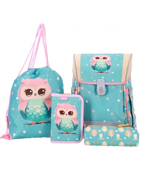 Mugursoma ar piederumiem ABC123 Owl, Flexi, 4 daļu
