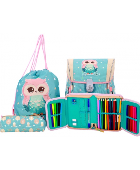 Mugursoma ar piederumiem ABC123 Owl, Flexi, 4 daļu