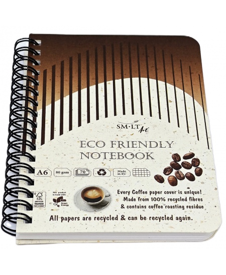Spirālveida piezīmju grāmatiņa SM-LT ECO Art, A6, 70 lapas, ar kvadrātiņiem