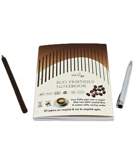 Piezīmju grāmatiņa, piešūta SM-LT ECO Art, A5, 48 lapas, ar kvadrātiņiem