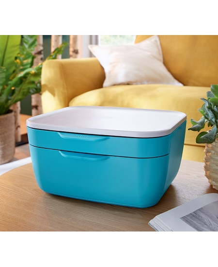 Kaste lietām LEITZ COSY ar atvilktnēm, gaiši zila