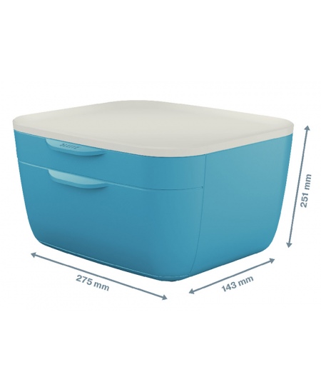 Kaste lietām LEITZ COSY ar atvilktnēm, gaiši zila