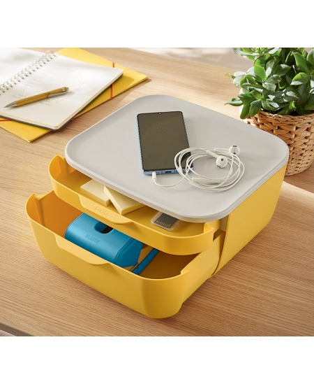 Kaste lietām LEITZ COSY ar atvilktnēm, dzeltena