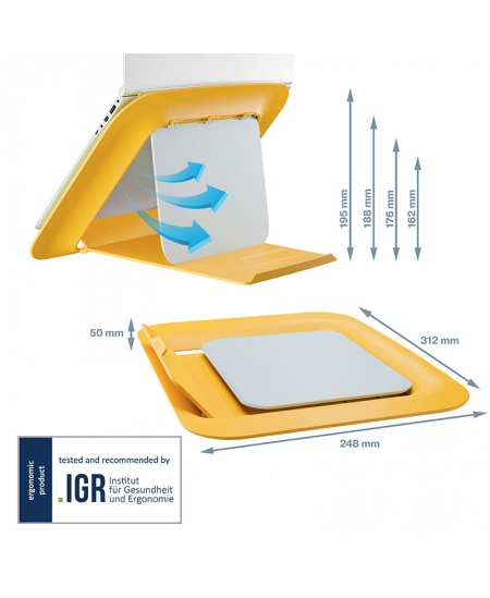 Monitora statīvs LEITZ COSY, dzeltens