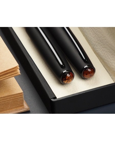 Komplekts AMBER, lodīšu pildspalva + tintes pildspalva, dāvanu kastītē