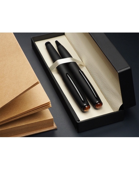 Komplekts AMBER, lodīšu pildspalva + tintes pildspalva, dāvanu kastītē