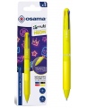 Automātiska 4 krāsu lodīšu pildspalva OSAMA 4Multi Neon, 1 mm, dzeltens korpuss