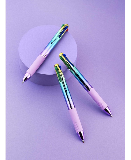 Automātiska 4 krāsu lodīšu pildspalva OSAMA Rainbow Pastel, 1 mm, dažādu krāsu korpuss