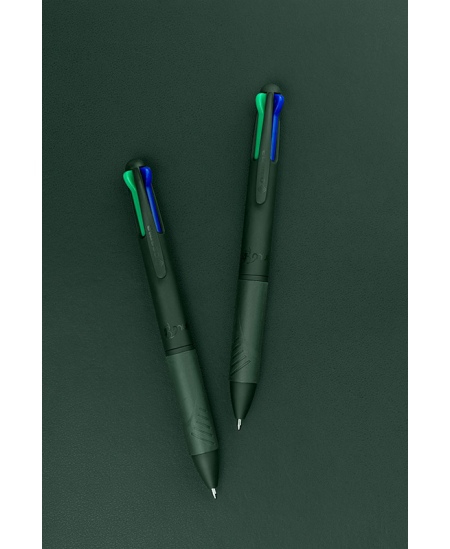 Automātiska 4 krāsu lodīšu pildspalva OSAMA Urban, 1 mm, tumši zaļš korpuss