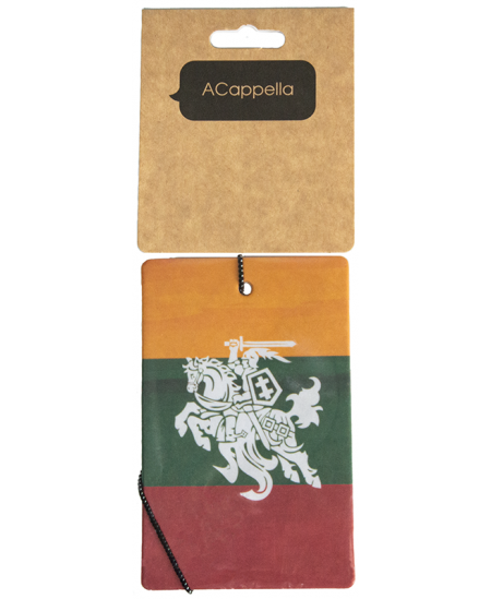 Smaržīgs kartona piekariņš automašīnai ACAPPELLA Vytis balts - trīskrāsu