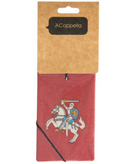 Smaržīgs kartona piekariņš automašīnai ACAPPELLA Vytis balts - sarkans fons