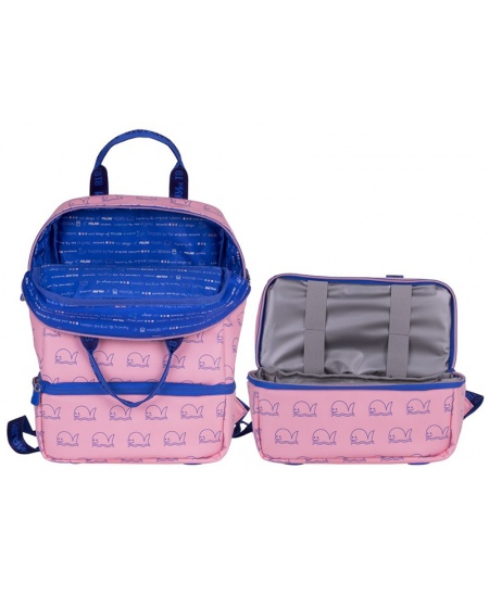 Bērnudārza mugursoma MILAN Vaļi, rozā, ar termo nodalījumu