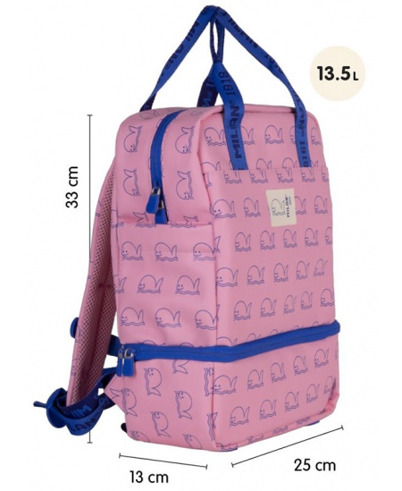 Bērnudārza mugursoma MILAN Vaļi, rozā, ar termo nodalījumu