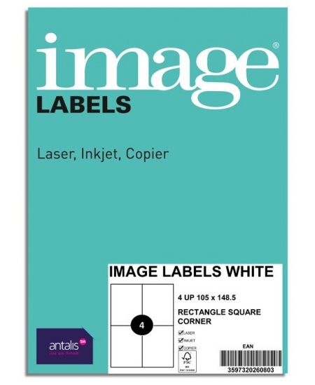 Etiķešu uzlīmes IMAGE 105x148 mm, A4, 4 uzlīmes lapā, 100 lapas