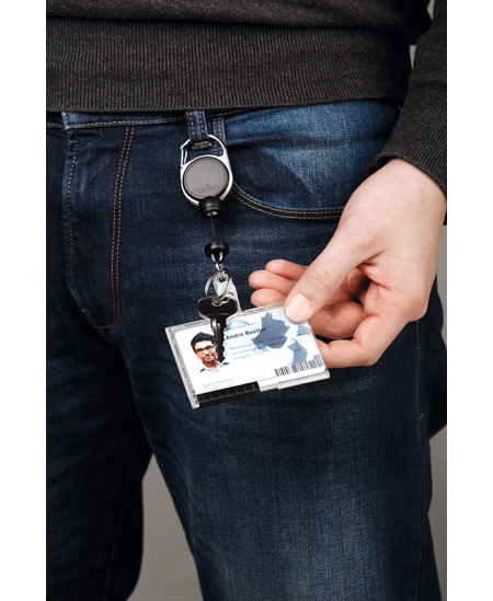 Turētājs ar rullīti vārda kartes futrālim DURABLE, zils