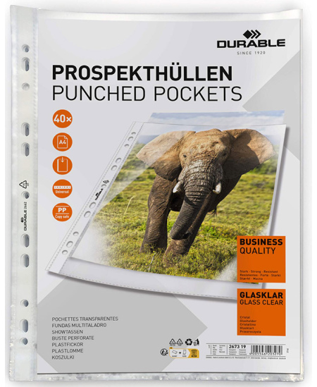 Mapes kabatiņas DURABLE Business, A4, 48 µm, caurspīdīgas, 40 gab.