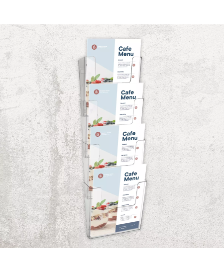 Sienas bukletu turētājs EUROPEL, 4 nodalījumi, A4, vertikāls, savienojams