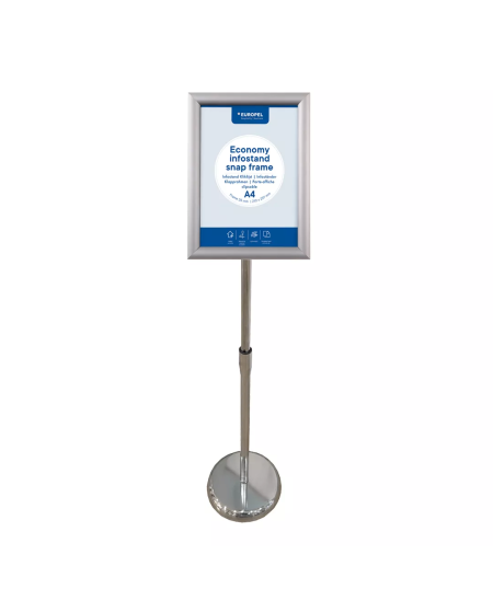 Informācijas statīvs EUROPEL Economy, A4 formāts, sudraba