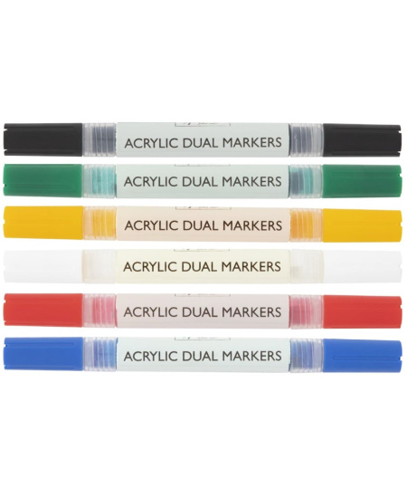 Akrila marķieri NASSAU, divpusēji, 6 krāsas