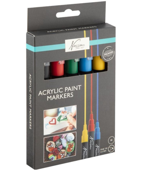 Akrila marķieri NASSAU, 5 krāsas