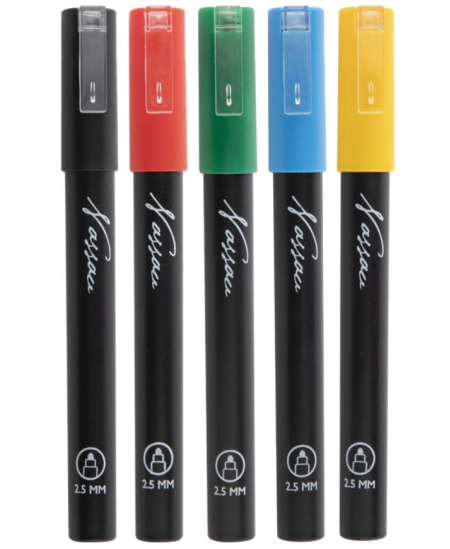 Akrila marķieri NASSAU, 5 krāsas